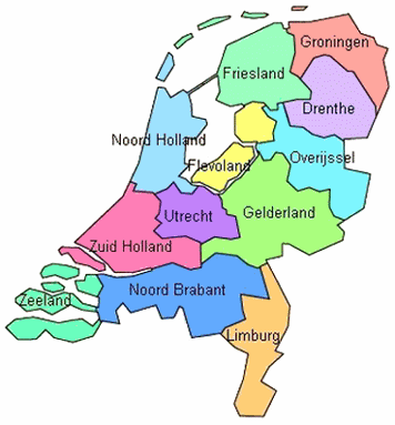 Aanklikbare kaart met Provincies van Nederland.